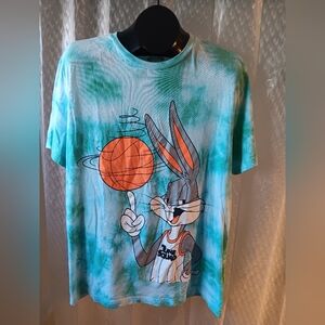 Space Jam Bugs Bunny Teal and Orange Mens T-Shirt Size L(42-44)